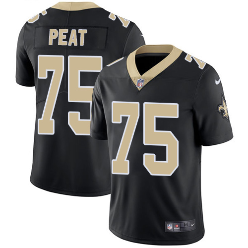 Nike Saints #75 Andrus Peat Black Team Color Youth Stitched NFL Vapor Untouchable Limited Jersey